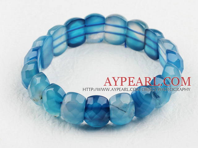 faceted elastic blue agate 12*16mm bangle bracelet