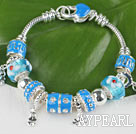 7.9 inches fantasy gem dark blue charm bracelet with rhinestone