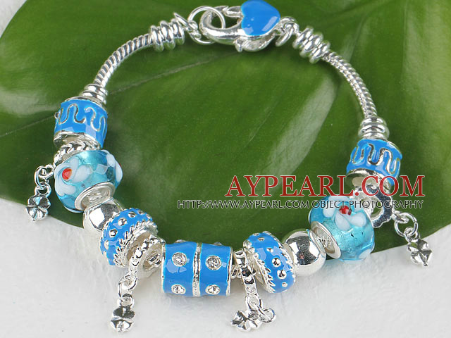 7.9 inches fantasy gem dark blue charm bracelet with rhinestone