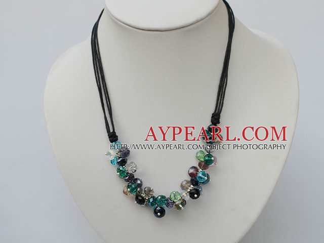 multi color crystal necklace with extendable chain