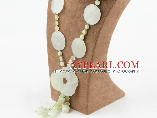 Big Style Y Shape Serpentine Jade Necklace