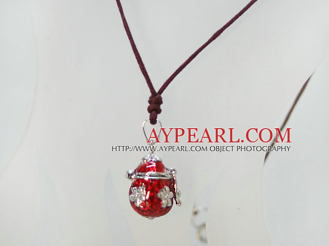 pretty red make a wish box necklace with lobster clasp