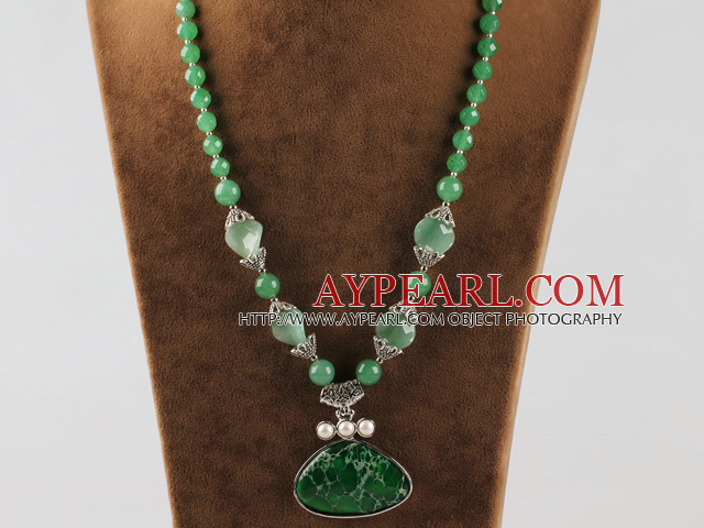 The emperor stone and aventurine beaded necklace with moonlight clasp