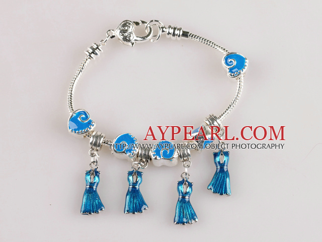 7.9 inches fantasy blue heart shape charm bracelet