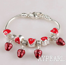 7.9 inches trendy red heart and strawberry charm bracelet