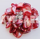 decent crystal red shell flower brooch