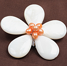 naturlig lila färg Biwa pärla form trollslända brosch med strass
