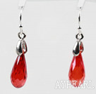 Drop Shaped 10*15mm Red Color Austrian Crystal Earrings