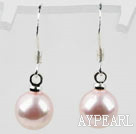 Classic Design Round 8mm Pink Seashell Beads Earrings