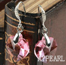 14mm Heart Shape Pink österrikiska kristall örhängen