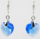 14mm Heart Shape Dark Blue Austrian Crystal Earrings