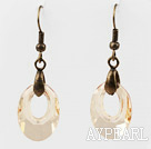 Vintage Style Donut Shape Champagne Color Austrian Crystal Earrings