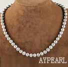 noble 15,7 pouces 8-9mm collier de perles rondes gris