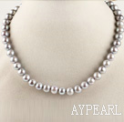 見事に15.7インチ9〜10ミリメートル灰色の丸い真珠のネックレス