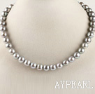 見事に15.7インチ10〜11ミリ​​メートル灰色の丸い真珠のネックレス