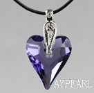Enkel stil 27mm Purple österrikiska Crystal Heart hängande halsband