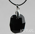 Enkel Style 28 mm svart österrikiska kristall rundad rektangel hängande halsband