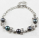 Fashion Style Mabe schwarz Süßwasser Pearl Metal Armband mit verstellbaren Kette