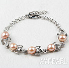 Fashion Style Mabe rosa Süßwasser Perlen Metall Armband mit verstellbaren Kette