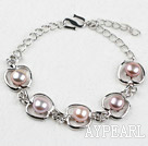 Fashion Style perles d'eau douce pourpre avec bracelet métal d'Apple Shape avec la chaîne réglable