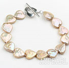 Golden Champagne Color Heart Shape Rebirth Pearl Bracelet with Metal Toggle Clasp