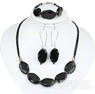 20*30mm black agate necklace bracelet earring set