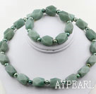 Dark Green Freshwater Pearl and Aniseed Aventurine Set ( Necklace and Matched Bracelet )