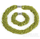 Multi-Strang grasgrün Glasperlen Perle Verschluss Set mit Magnetfuß