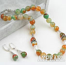 New Design Red Green Agate Spring Set (Necklace and Matched Earrings)