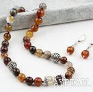Faceted Brazil Stripe Agate Set ( Necklace and Matched Earrings)