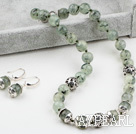 Cool Design 12mm Prehnite Stone Set ( Necklace and Matched Earrings )