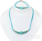 turquoise necklace bracelet set with extendable chain