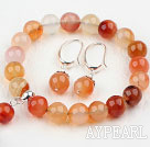 Classic Design Natural Color Agate Beaded Bracelet with Matched Earrings