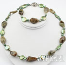 Grüne Perle und grünen Granat-Set (Halskette und Armband Matched)