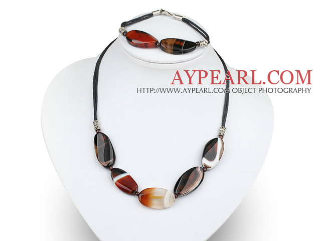 chunky agate and garnet necklace bracelet set