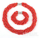 красный Lampwork стеклянные бусы жемчужное ожерелье браслет с магнитной застежкой
