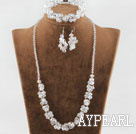 fashion white crystal set(necklace, bracelet, earrings) with magnetic clasp