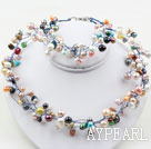 Assorted Multi Color Freshwater Pearl Set ( Necklace and Matched Bracelet )