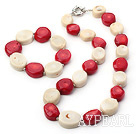 18 * 20mm weiß und rote Koralle Halskette Armband