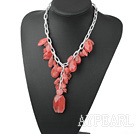 Wonderful Mixed Shape And Size Cherry Quartz Large Loop Chain Necklace