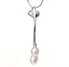 Elegant Style Natural 10 - 11mm Teardrop Shape Vit Sötvatten Pearl Chain Halsband med Pearl Pendant