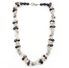 pearl and black rutilated quartz necklace