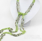multi tråd grønn perle og grapestone halskjede