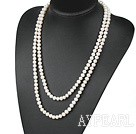 moda stil lung 47.2 inchi 7-8mm alb colier de perle