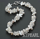 perles biwa blanc et collier en cristal avec fermoir