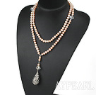 35.4 inches natural pink pearl necklace with pendant