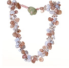 2014 Summer Lovely Design Strawberry Crystal Purple Jade and Agate Twisted Necklace