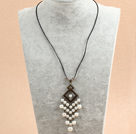 23,6 Zoll Multi-Strang weiße Perle Amethyst Halskette