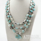Multi Strand Amazon Stone Necklace with Metal Accessories