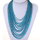 varm stil modet multi strand 2-4mm himmelsblå konstgjord kristall halsband